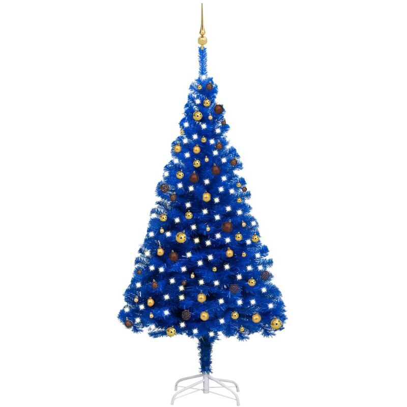 

Set árbol de Navidad artificial con LED y bolas azul 240 cm PVC