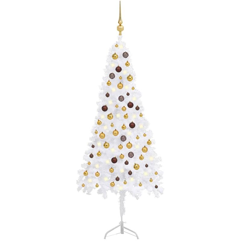 

Set árbol de Navidad artificial esquina LED y bola blanco 180cm