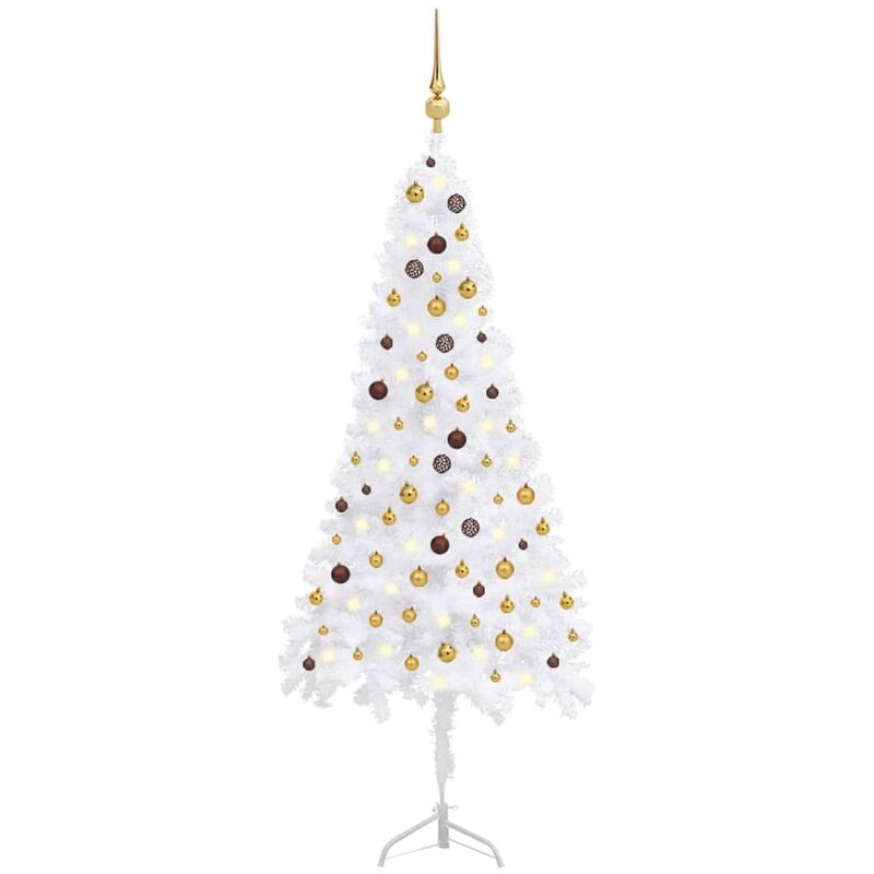 

Set árbol de Navidad artificial esquina LED y bola blanco 240cm