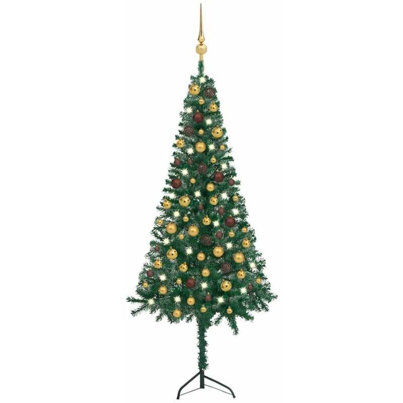 

Set arbol de Navidad artificial esquina LED y bola verde 150 cm