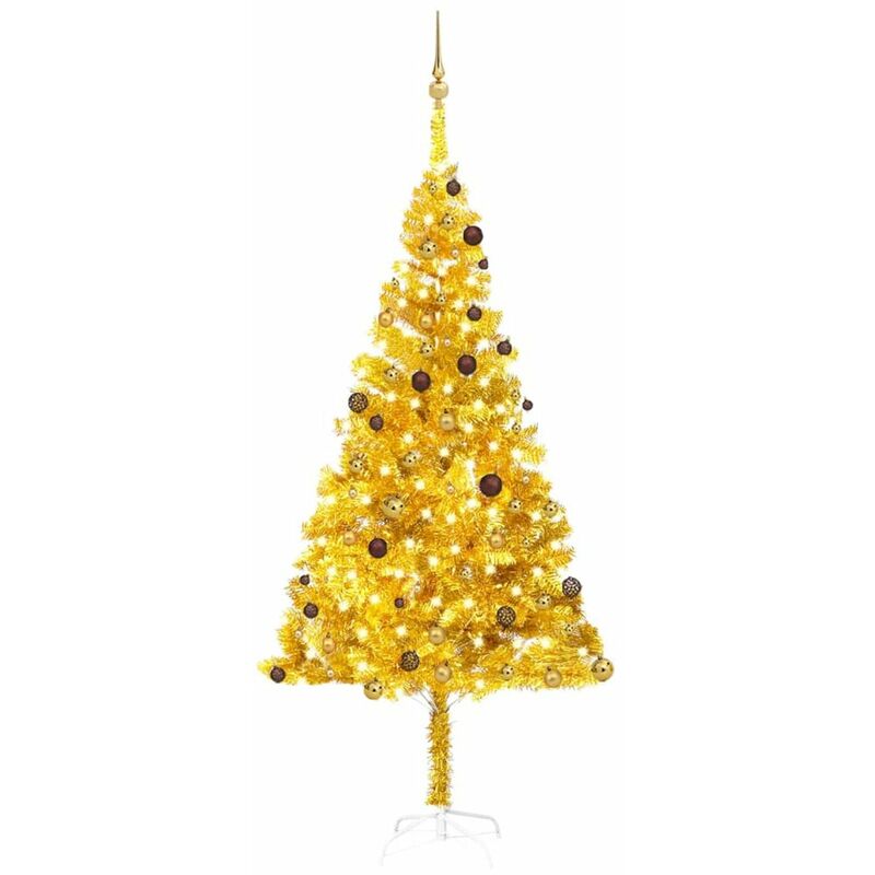 

Happyshopping - Set arbol de Navidad artificial LED y bolas dorado PET 240 cm