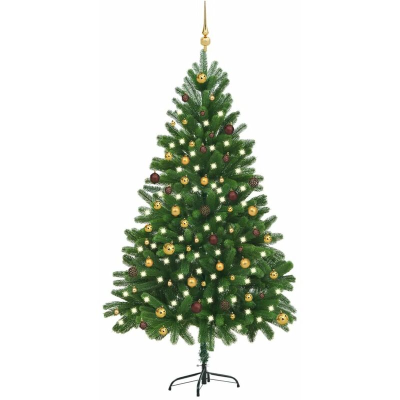 

Set arbol de Navidad artificial LED y bolas verde 210 cm