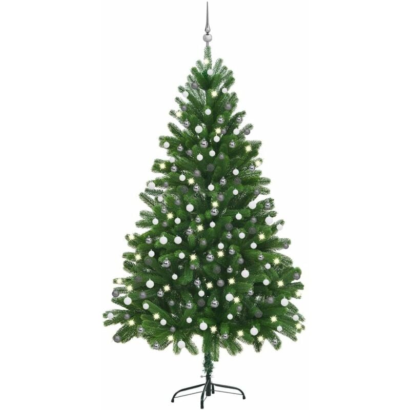 

Set arbol de Navidad artificial LED y bolas verde 210 cm