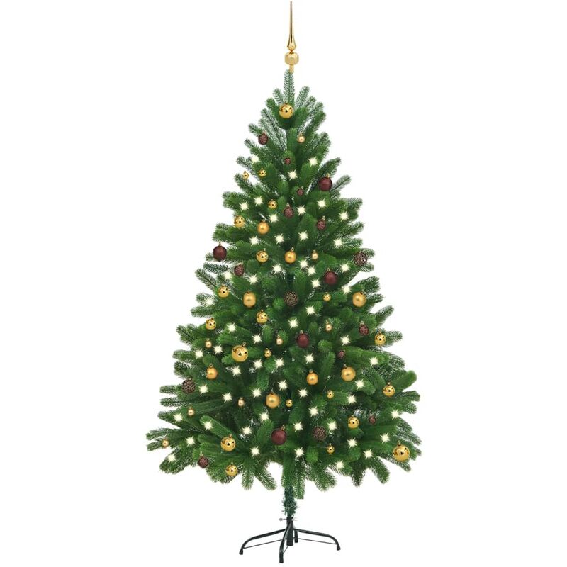 

Set árbol de Navidad artificial LED y bolas verde 210 cm