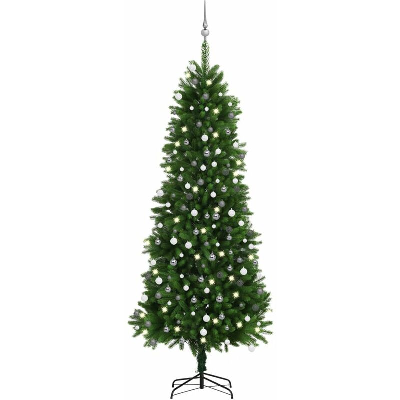 

Set arbol de Navidad artificial LED y bolas verde 240 cm