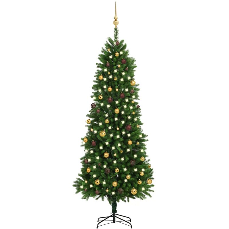 

Set árbol de Navidad artificial LED y bolas verde 240 cm