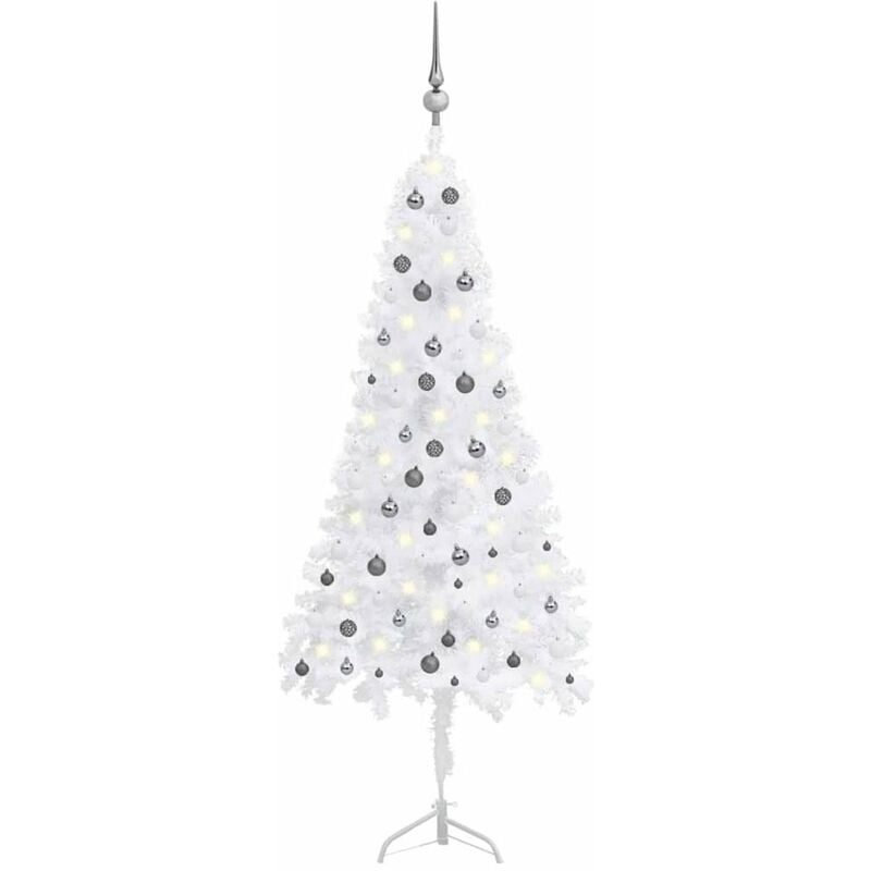 

Set arbol Navidad artificial esquina LED y bola blanco 240 cm