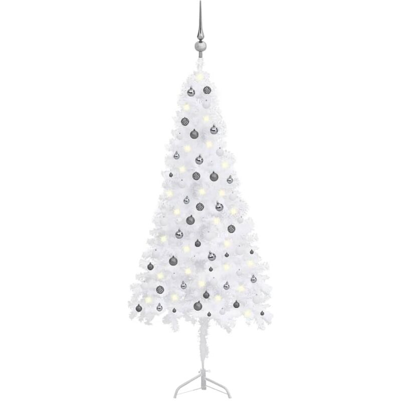 

Set árbol Navidad artificial esquina LED y bola blanco 240 cm
