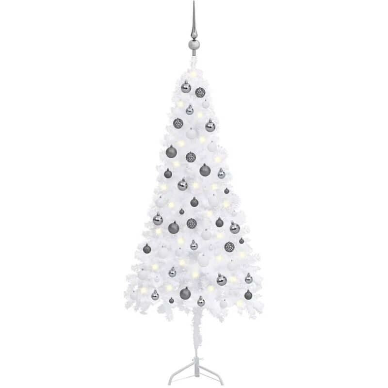 

Set árbol Navidad artificial esquina LED y bolas blanco 150 cm