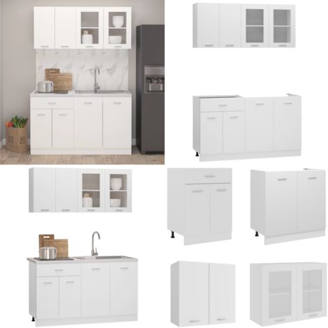 Set Armadi da Cucina 4 pz Lyon Bianco in Truciolato - Armadi in truciolato - Set armadi da cucina