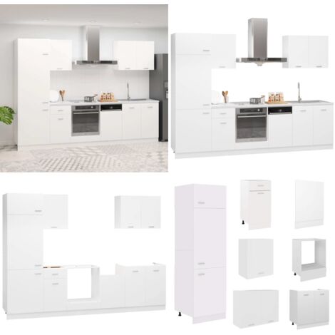 Set Armadi da Cucina 7 pz Lyon Bianco in Truciolato - Armadi da cucina 7 pezzi - Armadi da cucina in truciolato