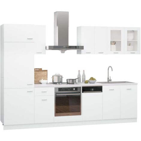 Set Armadi da Cucina 8 pz Lyon Bianco in Truciolato vidaXL