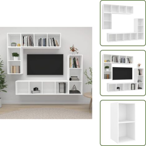Set armadi TV - vidaXL Set di Mobili Porta TV 4 pz Bianco in Legno Multistrato - Armadio in legno