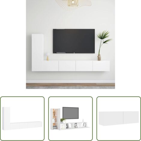 Set armadietti -  Set Mobili Porta TV 3 pz Bianco in Legno Multistrato