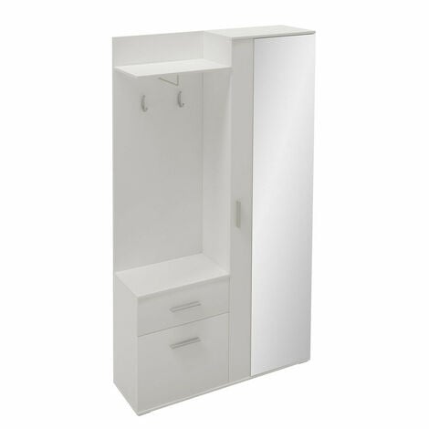 Set arredo da corridoio Stanton 103, Bianco, 195x97x30cm, Con, Truciolare laminato, Da terra