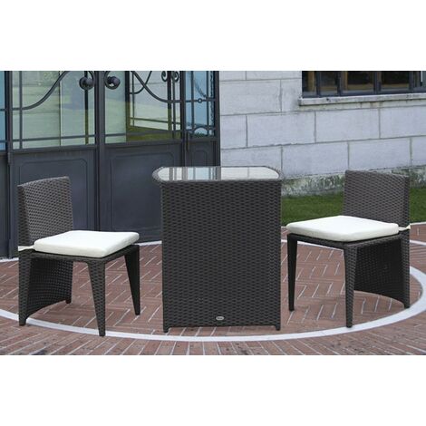 Tavolo Pieghevole Con Sedie A Scomparsa.Set Arredo Giardino Salotto Con Sedie A Scomparsa E Tavolo In Polyrattan Marrone Tavolara Papillon C99108