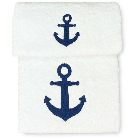 SET asciugamani ANCORA BLU puro cotone Made in Italy