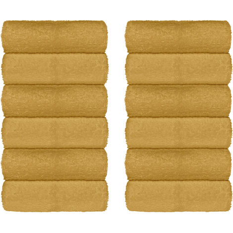 Set Asciugamani Bagno 100% Cotone Super Assorbenti Telo Doccia Spugna Professionali Salvietta Lavetta Viso Asciugamano Salviette Teli Asciugamano Ospite Qualità Hotel Lavette 12 Salviette viso - Giall