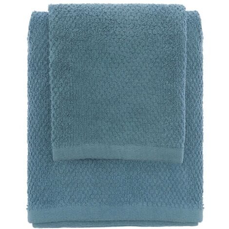 Set asciugamani bagno blu per viso e ospite in cotone puro Spring