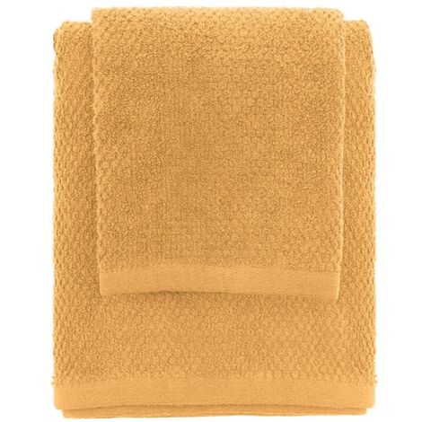 Set asciugamani bagno giallo per viso e ospite in cotone puro Spring