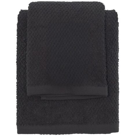 Set asciugamani bagno nero per viso e ospite in cotone puro Spring