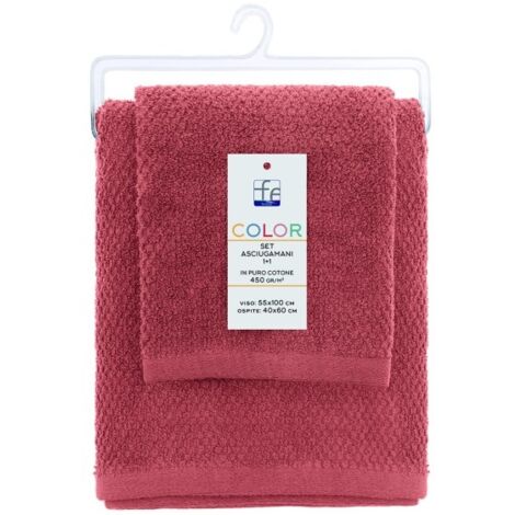 SET ASCIUGAMANI COLOR ROSSO MATTONE.