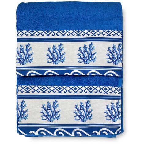 SET asciugamani con bordo GRECIA Mare marino blu in puro cotone Made in Italy