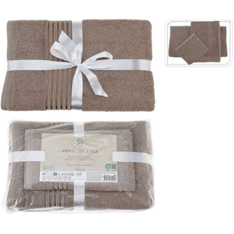 Set asciugamani da bagno (3 misure) – Marrone
