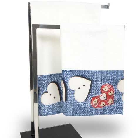 Set Asciugamani E Teli Bagno In Stampa Digitale Linea Fresh Dis. Jeans 35, misuraCopiolacoloreJeans