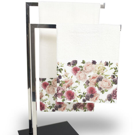 Set Asciugamani E Teli Bagno In Stampa Digitale Linea Fresh Dis. Rose, misuraTelo BagnocoloreRose