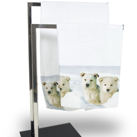 Set Asciugamani E Teli Bagno In Stampa Digitale Linea Natural Life Dis. Cane 20, misuraCopiolacoloreCane