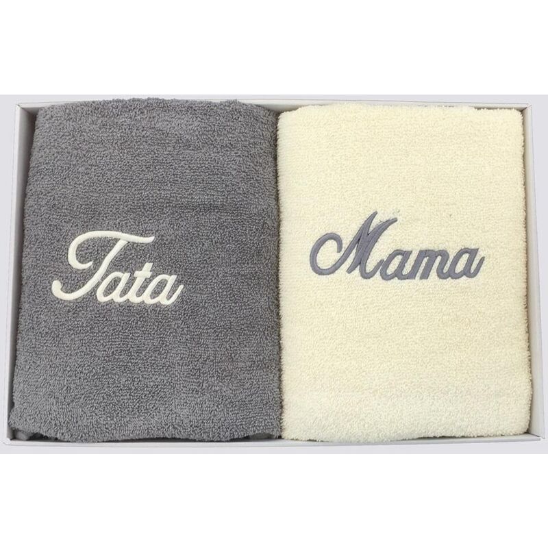 Set asciugamani in scatola 2 pz 50x100 Mama Tata