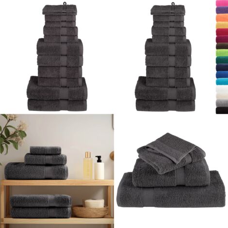 Set ASciugamani SOLUND 12 pz Antracite 600 gsm - Asciugamani in cotone - Asciugamani per ospiti