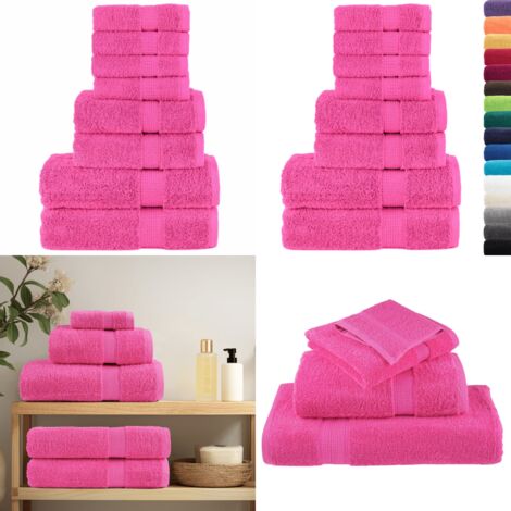Set ASciugamani SOLUND 8 pz Rosa 600 gsm - Asciugamani rosa - Asciugamani cotone