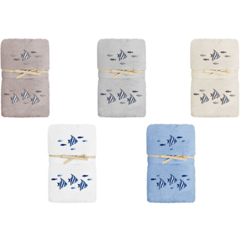 Set Asciugamano Copiola Salvietta Bagno In Spugna 100% Cotone Polinesia, misuraCopiolacoloreTortora