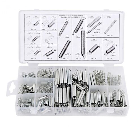 Set Assortimento Molle, Assortimento Molle Compressione Tensione Estensione in Acciaio Zincato da 200 Pezzi, Kit Molle Metalliche in Acciaio Zincato per Apparecchi Elettrici, Apparecchiature Digitali