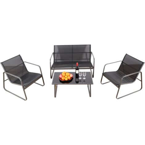 Set Atena 4 posti con tavolino grigio antracite