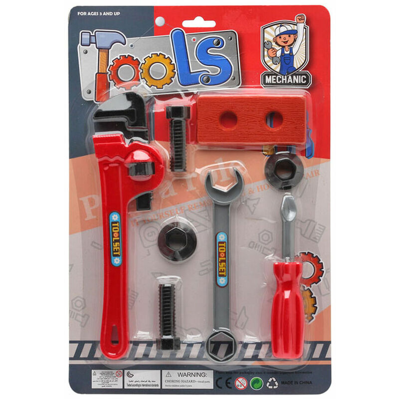 Image of Cliccandoshop - Set attrezzi per bambini Tools Mechanic 8 Pezzi