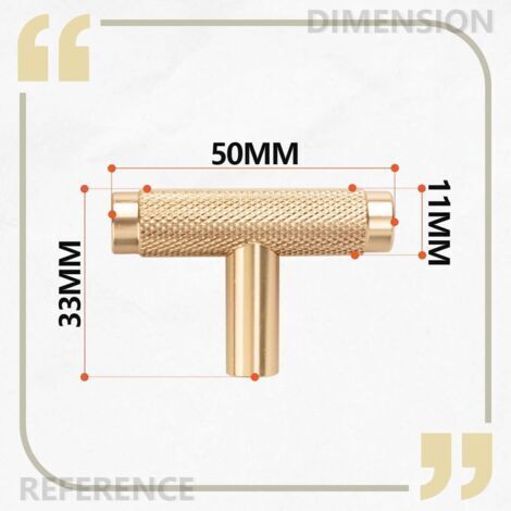 Set aus 12 gerändelten, goldfarbenen Möbeltürgriffen, 50 mm Schubladengriffen