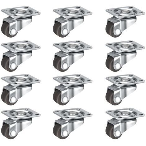 Set aus 12 kleinen, schwenkbaren Rollen mit 1,3 cm Durchmesser (0,5 Zoll), selbstklebende, flache Rollen mit Stahlplatte für kleine Geräte, Möbel und Aufbewahrungsboxen