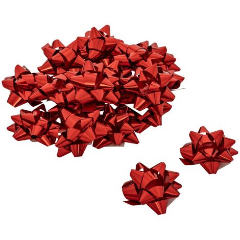 Set aus 15 oder 20 Sternen aus metalisiertem Bolduc - Kleines rot