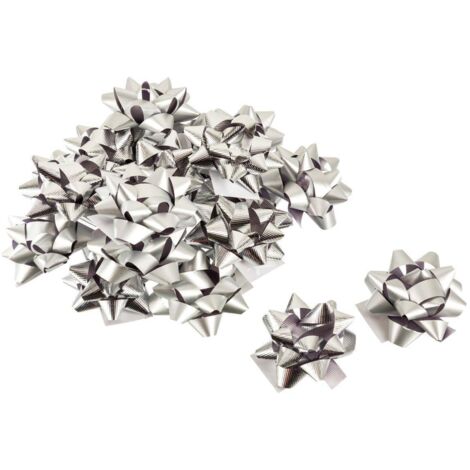 Set aus 15 oder 20 Sternen aus metalisiertem Bolduc - Kleines silber