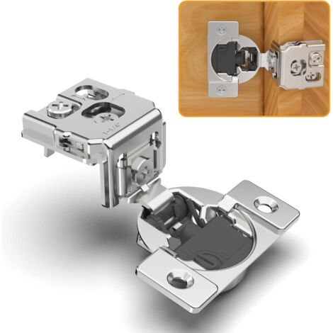 Set aus 2 4D 1-1/4" verdeckten Soft-Close-Scharnieren für Rahmentüren mit einstellbarer Schließgeschwindigkeit und langsamer automatischer Schließfunktion.