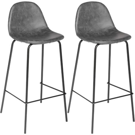 Set aus 2 Barhockern Vladi grau in Lederoptik