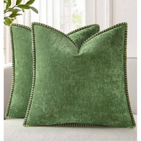 Set aus 2 dekorativen Kissenbezügen aus weichem Chenille-Samt für den Herbst, 45 x 45 cm, mit genähtem Rand, für Sofa, Bett, Heimdekoration, Waldelfenmuster.