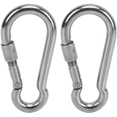 Set aus 2 Edelstahl-Verschlusskarabinern für Camping, Wandern, Hängematten, Hundeleinen und -geschirre (12 mm).