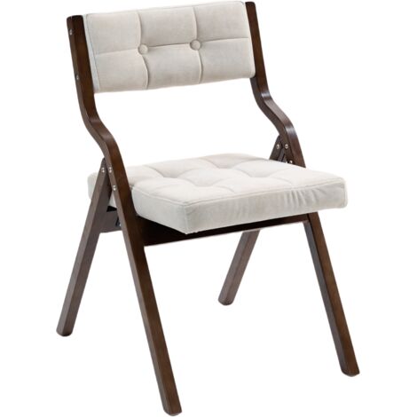 Set aus 2 extra großen, gepolsterten Klappstühlen aus Holz in Beige