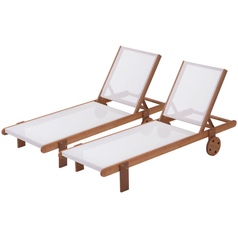 Habitat Et Jardin - Sonnenliege Aus Tropenholz 2er-set 'saigon' - Maple - Ecru