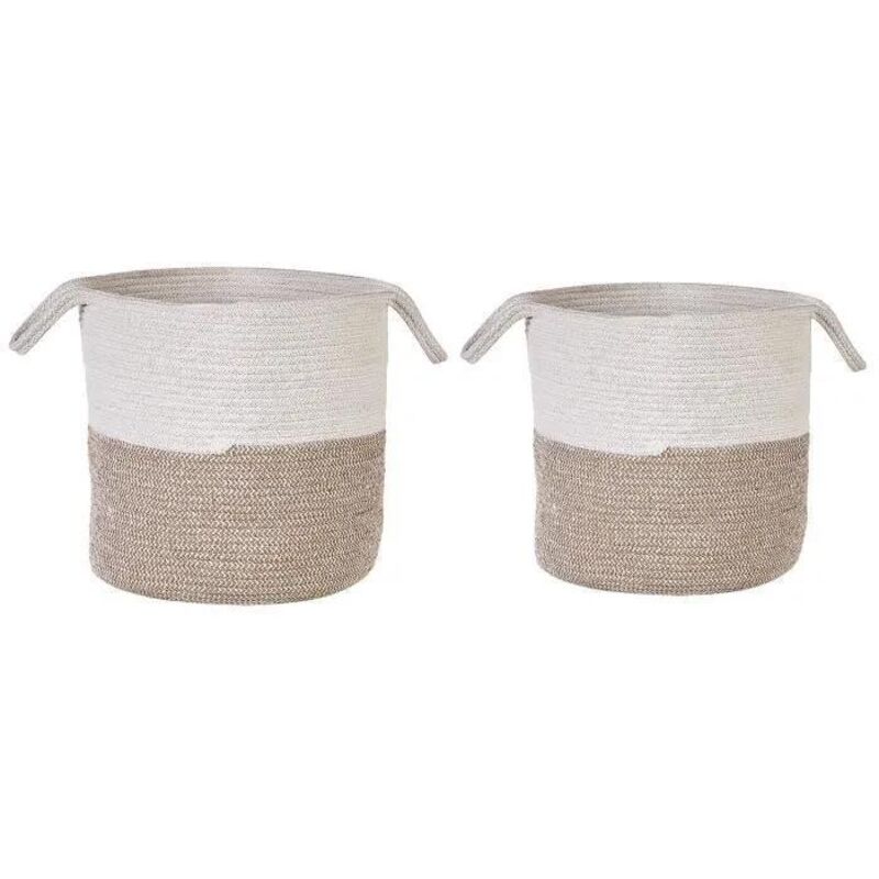 Beliani Aufbewahrungskorb 2er Set Pazha Baumwolle Beige