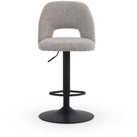 Set aus 2 höhenverstellbaren Hockern, bezogen mit cremefarbenem Chenille und mit taupefarbenen Metallbeinen
